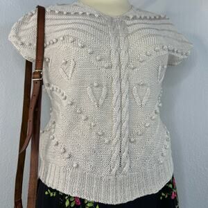 Textured Knit Sweater Top Bando Size Large